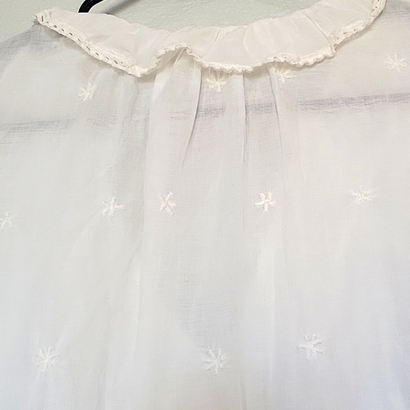 Eyelet Detail , Embroidered Sheer Top - Picture 4 of 5